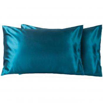 Bedsure Fundas de Almohada para Pelo y Rostro, 2 Piezas, Antiarrugas, sin Cremallera, Verde Azulado, 50x75 cm