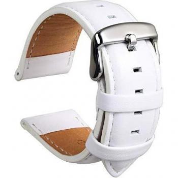 HVDHYY Correa Cuero Piel Becerro Super Suave Reemplazo De La Correa Y Herramienta De Reparación Varilla Resorte Regalo para Hombres Mujeres 20MM Blanco