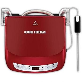 George Foreman Grill de Precision Evolve - Parrilla Eléctrica, Dispositivo Inteligente de Temperatura, Función Rápida para Carne y Sellado, 5 Raciones, 1440 W, Rojo - 24001-56