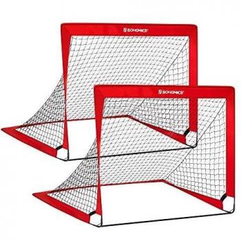 Set de 2 Porterías Plegables para Niños, Rojas, con Montaje Rápido y Estructura de Fibra de Vidrio y Tela Oxford