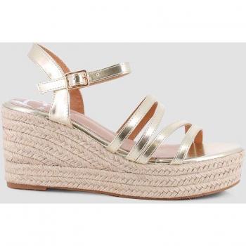 Sandalias de cuña Blogger TOPACIO en color dorado con tiras cruzadas y plataforma cómoda