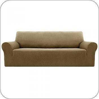 UMI. by Amazon Funda Sofa Suave Elastica de Color Liso 3 Plazas Lino Amarillo