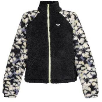 Roxy Sudadera de mujer Waves Of Warmth Forro Polar Color Block True Black Estándar