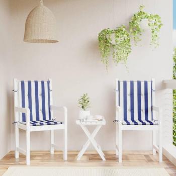 Cojines de silla de respaldo bajo 2 uds tela a rayas azul y blanco, color negro y blanco, verde y rosa, cojín decorativo de asiento para muebles de salón