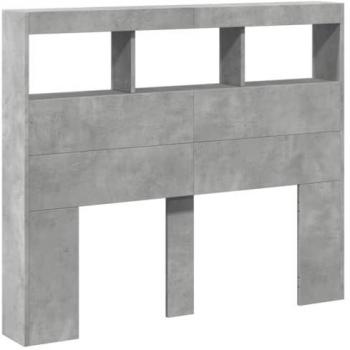 Cabecero de cama con luz LED gris hormigón 100x17x102 cm