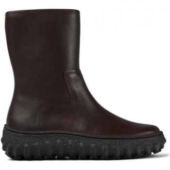 Camper Women's Low Boots K400655 - Black - Genuine Leather - Zipper - Cushioned Insole - Dark Brown Track Sole