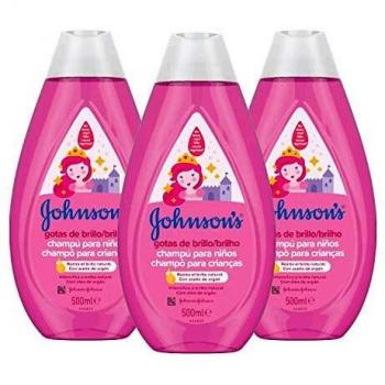 Johnson\'s Baby Gotas de Brillo Champú para Niños, Cabellos más Brillantes, Suaves y Sedosos - 3 x 500 ml