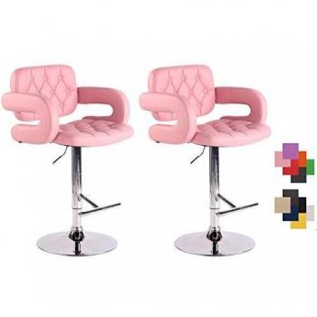 Set de 2 Taburetes de Bar Diseño Dublin en Similpelle Rosa