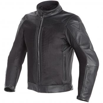 Dainese 1533793-631-56 Chaqueta de Piel, Negro/Negro, 56