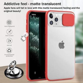 Funda Con Tapa Deslizable Para Cámara Compatible Con iPhone 12/12 Pro 6.1 Funda Protectora Antigolpe Carcasa PC y Silicona TPU Con Soporte de Anillo