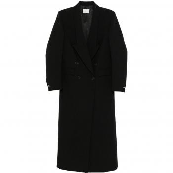 Coperni Women's Double-Breasted Button Fastening Coat in Black | Size Large | COPM22F3004BLACK