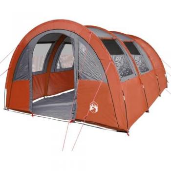 Tienda de campaña con túnel 4 personas impermeable gris naranja