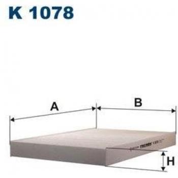 Filtro de habitáculo FILTRON K 1078, tipo: filtro de aire para el compartimento del pasajero, características: diseñado para eliminar partículas y contaminantes del aire que ingresa al interior del vehículo, contribuyendo a un ambiente más