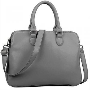 Yaluxe Mujer Double Zipper Cuero Genuino Saco De Mano Bolso De Gris