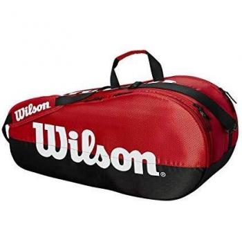 Wilson Bolsa para raquetas de tenis, Team, 2 compartimentos, Hasta 6 raquetas, Rojo/negro/blanco, WRZ857909