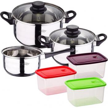 Batería de Cocina San Ignacio 5 Piezas + Set de Herméticos de Polipropileno Resistente
