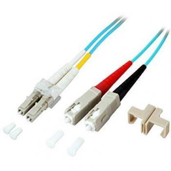 Jumper Dúplex de Fibra Óptica LC/SC 0,5m OM3 (50/125µm), LSZH, Aqua