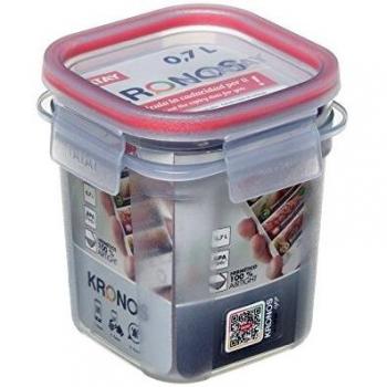 Tatay Fiambrera de Alimentos Kronos, con código QR Exclusiva y APP,  0.7L de Capacidad, Hérmetica, Libre de BPA, Apto Lavavajillas y Microondas. Apilables. Medidas 10.8 x 10.8 x 12.2