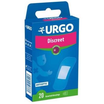 Urgo Discreet 20 Apósitos para heridas, apósitos adhesivos, tamaño compacto, resistentes al agua, transpirables, con tecnología que ayuda a la cicatrización