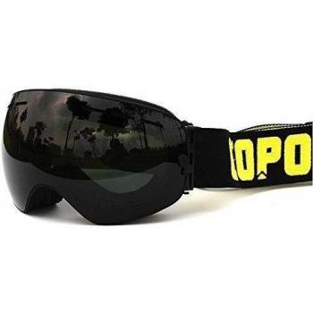 Doble Lente anti-niebla gafas de esquí profesional UV400 impermeable a prueba de viento unisex gran esférica gafas de nieve, negro completo