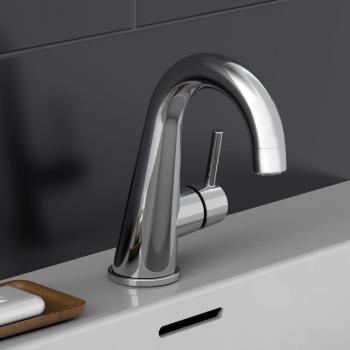 Grifo mezclador de lavabo SCHÜTTE PISA cromado con acabado plateado