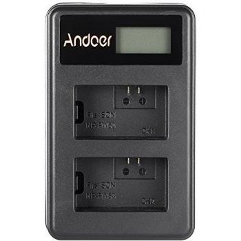 Andoer NP-FW50 Pantalla Li-ion Cargador de batería 2-Slot Juego de Cables USB Recargable LED para SLR Sony Alpha A7 A7R A7S A5000 A6000 NEX-3 NEX-5 NEX-5R NEX-5T NEX-6 NEX-7 NEX-C3 NEX-F3