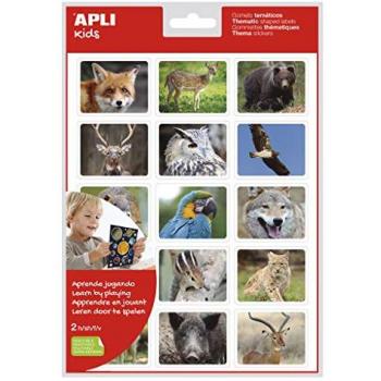 Gomets Animales Bosque Realistas (30 Uds) - Adhesivos Removibles para Habilidades Motoras - Temática Educativa y Ecológica