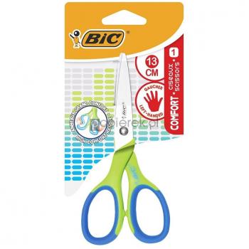 Bic Comfort Tijera Escolar 13cm para Zurdos - Mango Suave - Color Verde/Azul