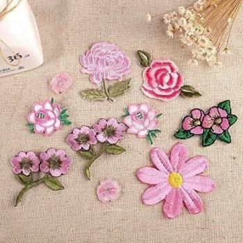 10 x Surtido Flor Rosa Tejido Detalles, Termoadhesivo Adhesivo Para coser Parche Bordado