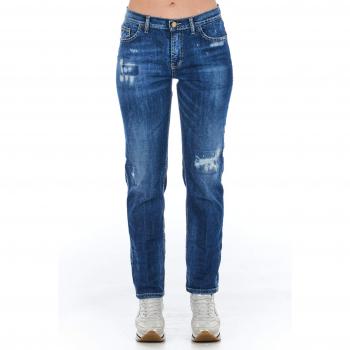Frankie Morello Women's Straight Blue Cotton Jeans Pant - Size W26