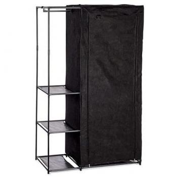 Armario estantería negro de tela y hierro, 105x43x172 cm, fácil montaje