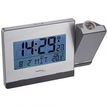 Reloj despertador digital proyectable TechnoLine WT 538 con medición de temperatura y control por radio, color plata