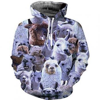 Goodstoworld Alpaca 3D Hoodie Mens Hoodie Pullover Mujeres Hoodies Sudadera Jumper Fleece Forro de Felpa Hombre Adulto Ladies M
