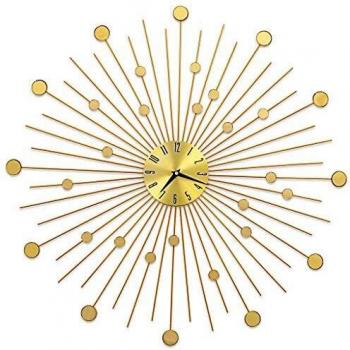 vidaXL Reloj de Pared de Metal Decoración de Casa Hogar Detalles Brillantes de Cristal Estructura Robusta Metálica Duradera Dorado Diámetro 70cm