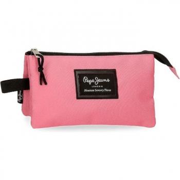Estuche tres compartimentos Pepe Jeans Aris Colorful fucsia