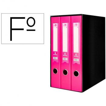 MODULO LIDERPAPEL 3 ARCHIVADORES FOLIO 2 ANILLAS MECANISMO DE PALANCA 52MM ROSA - MD37