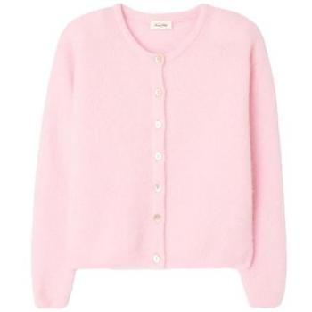 American Vintage Vito Crewneck Cardigan Sweater with Alpaca Wool - Dragee Chine - Size: Small