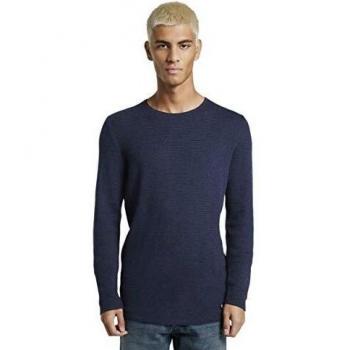 TOM TAILOR Denim Mélange Pullover Suéter pulóver, Sky Captain Blue Non, L para Hombre
