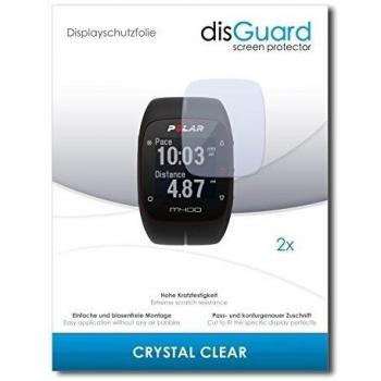 disGuard® Protector de Pantalla [Crystal Clear] compatibile con Polar M400 [2 Piezas] Cristal, Transparente, Invisible, Anti-Arañazos, Anti-Huella Dactilar - Película Protectora