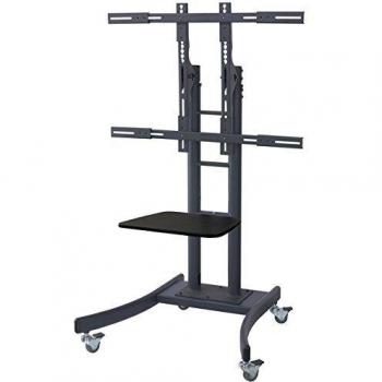 Soporte de TV móvil con ruedas para pantallas de 32 a 100 pulgadas, altura ajustable de 116 a 185 cm, carga máxima de 125 kg, VESA hasta 800x600, color negro