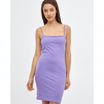 Vestido mini slim de tirantes y cuello cuadrado con tejido de punto INSIDE, estampado liso, 100% algodón