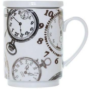 La Cija Relojes Tisana de Porcelana con Filtro de Acero Inoxidable, Blanco, 1 Unidad