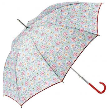 Catalina Estrada for EZPELETA Paraguas Largo de Mujer, antiviento y automático. Tejido Estampado Flores. - Turquesa