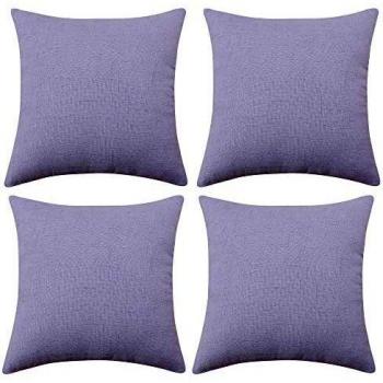 Deconovo Funda para cojin de Lino Prodector del Mueble 4 Piezas 50x50cm Púrpura Claro