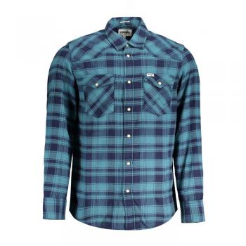 Men's Blue Regular Fit Cotton Flannel Western Shirt - Size M