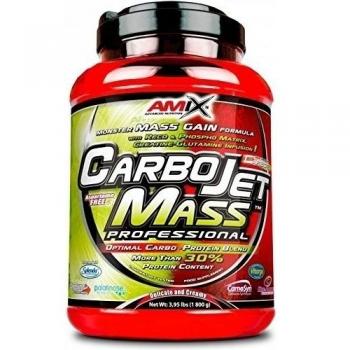 AMIX - Complemento Alimenticio - Carbojet Mass Professional - Carbohidratos y Proteínas para Aumentar la Masa Muscular - Concentrado Proteína de Suero - Recuperador Muscular - Fresa y Plátano - 1,8 KG