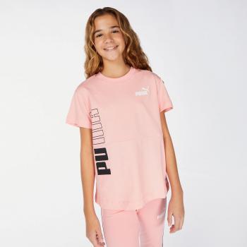Camiseta de Manga Corta Infantil Puma Power Colorblock Salmón