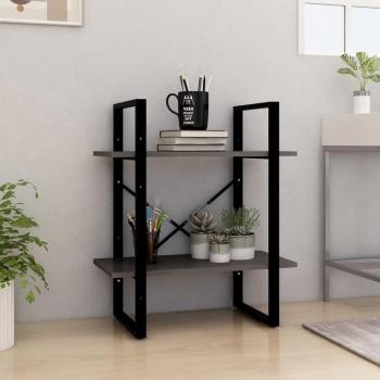 Librería de 2 estantes gris 60x30x70 cm en madera de pino
