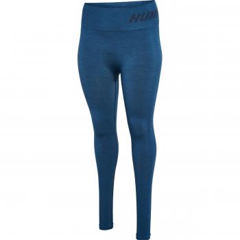 Mallas Sin Costuras Hummel Curve Azul XL Mujer Transpirables de Secado Rápido