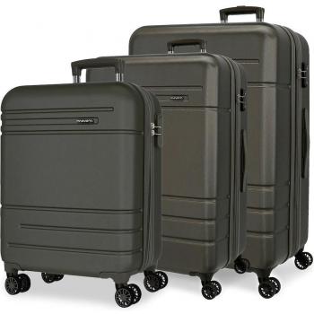 Conjunto de maletas Movom Galaxy rígidas expandibles en negro, tamaños 55cm, 68cm y 78cm